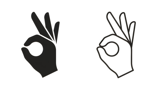 Ok hand gesture icon in two styles