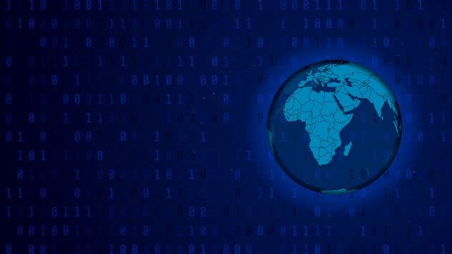 Digital Earth Globe with Binary Code Background Global Technology and Data Network Animation Concept With Empty Copy Space 
