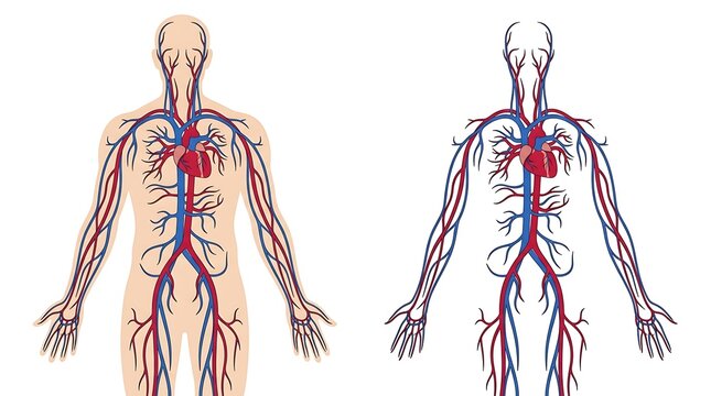 Human body and circulatory system anatomy diagram