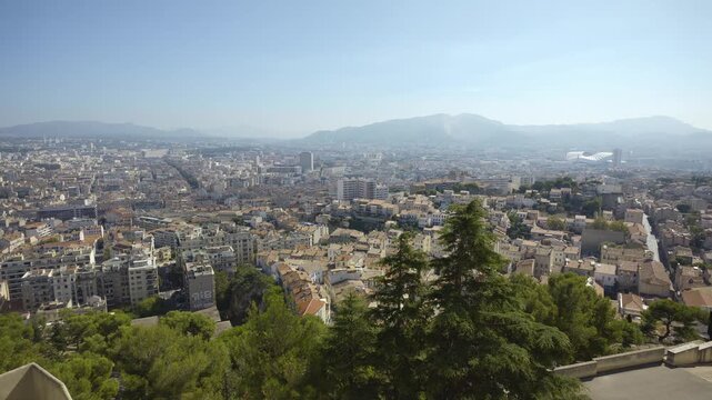 Scenic aerial view of the city of Marseille in France on a sunny day
