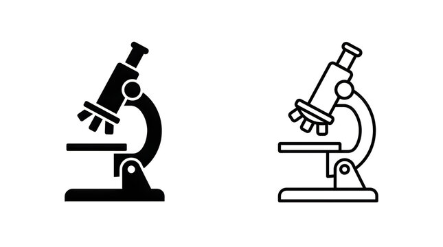 Black and white microscope icons side by side