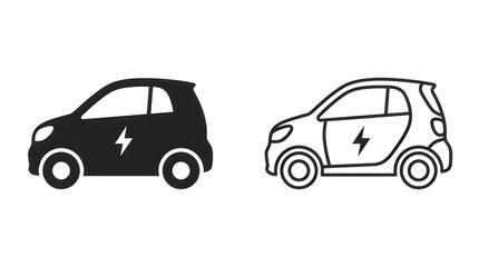 Naklejka premium Electric car icon with lightning bolt symbol
