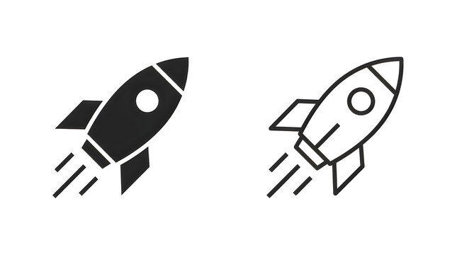 Two rockets launching into space