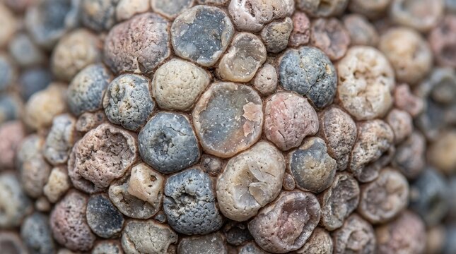 Macro Texture of Natural Oolitic Limestone Formation Featuring Rounded Sedimentary Rock Grains