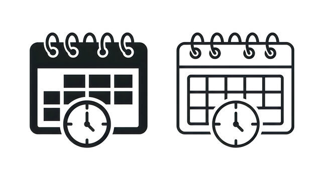 Calendar and clock icon set