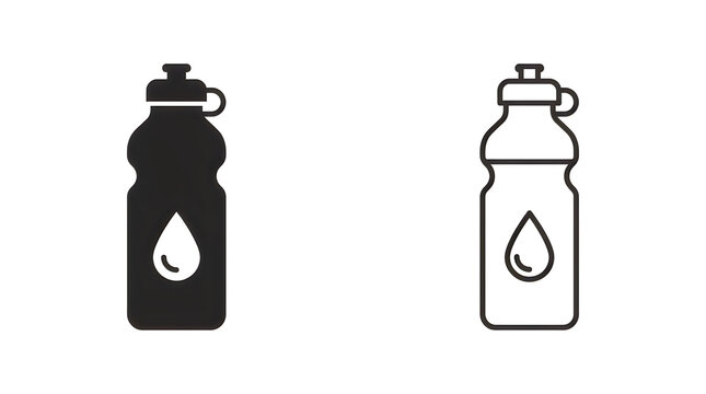 Water bottle icon with droplet inside flat design