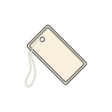 Blank beige pricetag vector illustration with white string isolated icon