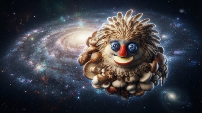 Cosmic nebula with feline cosmic entity.