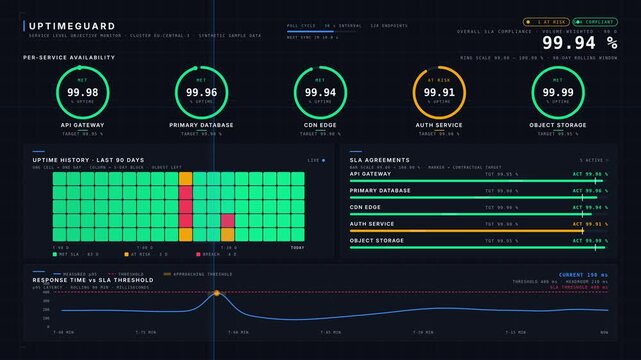Cloud Availability and Uptime SLA Dashboard with Annual Status Calendar