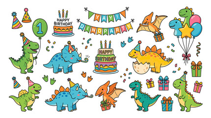 Cute Dinosaur Birthday Party Elements Collection © gaer