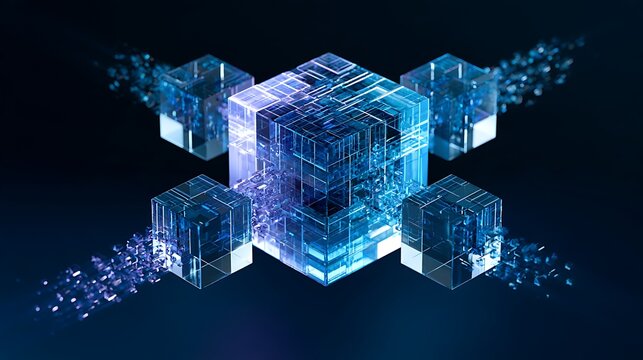 Multi agent output synthesis concept, four distinct streams carrying complementary glass components toward a central assembly point