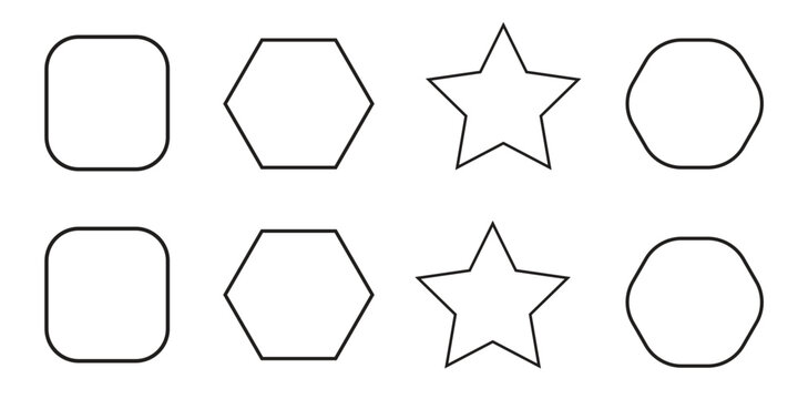Basic geometric outline shape. Triangular, quadrilateral, pentagonal, hexagonal, hexagonal and octagonal outline shapes Eps 10