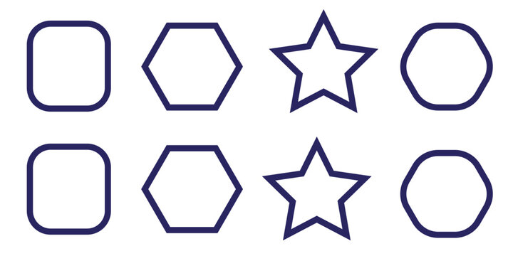 Basic geometric outline shape. Triangular, quadrilateral, pentagonal, hexagonal, hexagonal and octagonal outline shapes Eps 10