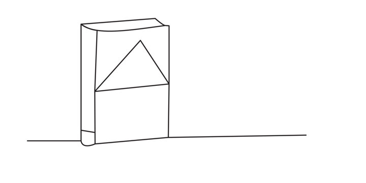 Simple line art drawing of a cigarette pack or rectangular box with a triangle design