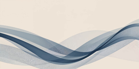 Obraz premium Elegant Dark Blue Translucent Smoke Wave Lines on Beige Textured Paper Background 