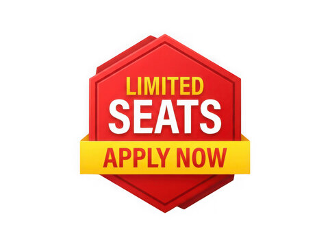 Limited seats apply now badge isolated on a crisp transparent background