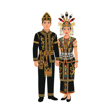 Kadazan Dusun Traditional Costume Couple