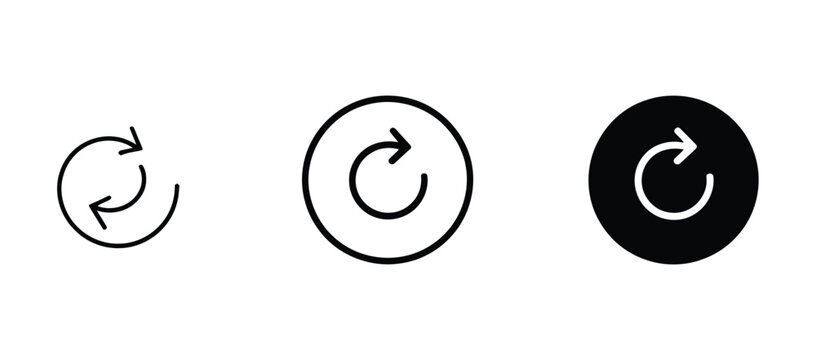Update button icon, refresh and reload symbol for updating pages, refreshing data, synchronizing content, restarting processes, retrying actions, and digital interfaces.