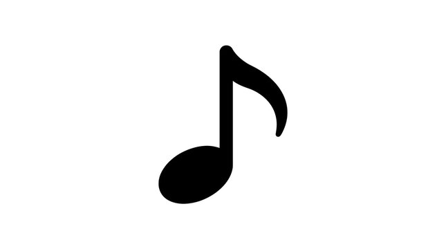 A single black musical note icon isolated on a clean white background for design