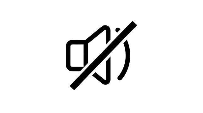 Mute speaker icon representing silent audio mode on a plain white background
