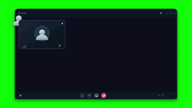 Digital video meeting interface layout featuring minimalist user profile icons and control buttons for seamless professional communication motion graphics animation clip
