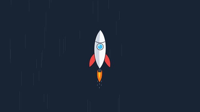 2D Animated Space Shuttle Flying Upward Business Startup Concept