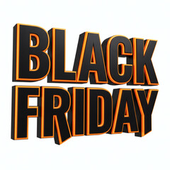 Fototapeta premium Bold 3D Black Friday Text with Orange Outline on White Background