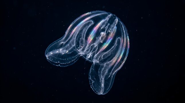 Mnemiopsis leidyi, the warty comb jelly or sea walnut deep underwater photo