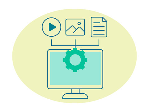 Content management system icon. Social media icon. Flat vector icon concept.