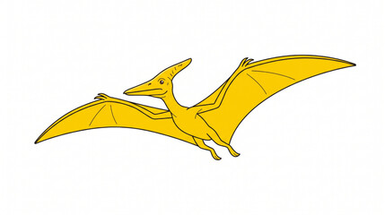 Yellow flying pterodactyl dinosaur vector illustration isolated on white background © Aef