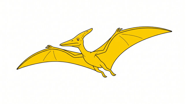 Yellow flying pterodactyl dinosaur vector illustration isolated on white background