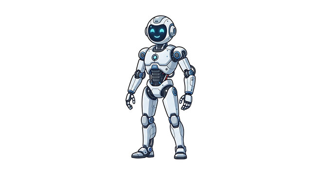 Robot vector illustration of a friendly white humanoid character