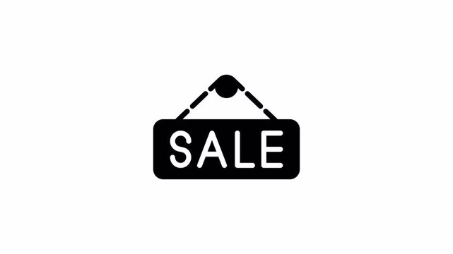   Red label with SALE on a background. Motion graphic , sale letter tags Animation ,hanging sale sign board animation offline shops sign boards with the word sale. Motion graphics of concept.
