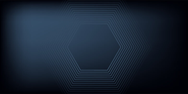 Dark abstract background with modern and elegant hexagon lines. Minimalist line style concept for banner, flyer, card, cover, brochure, presentation, and certificate. VOL. 2