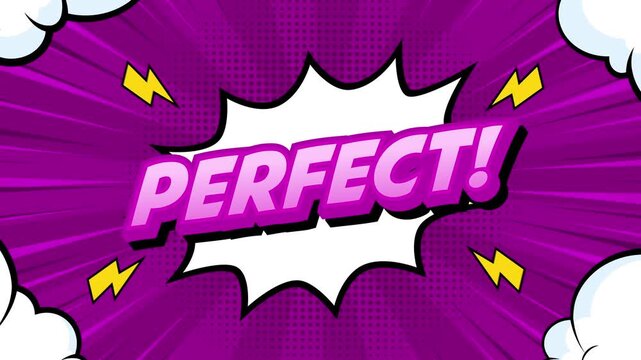 animation perfect text on comic book background