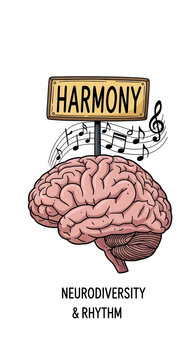 Neurodiversity and Rhythm Concept with Brain and Musical Notes.