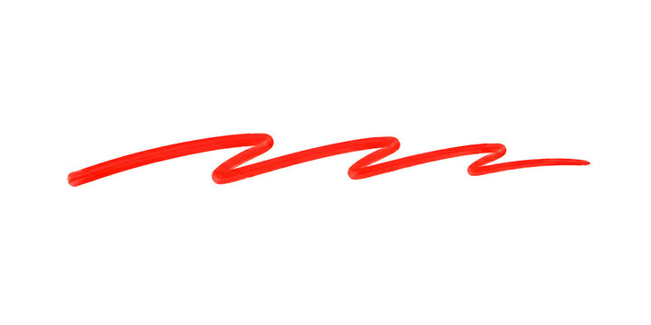 Scribbled wavy line stroke isolated on white background to represent dynamic marker underline for illustrating creative emphasis and correction marks.