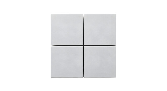 Four white square panels arranged in a grid pattern isolated on a transparent background for modern architectural design presentations