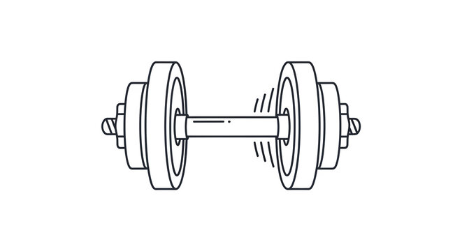 Minimalist dumbbell line art icon isolated on a transparent background for fitness and workout training exercise gym equipment vector illustration