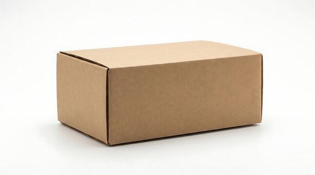 Blank Brown Cardboard Shipping Box Isolated on White Background for Product Packaging
