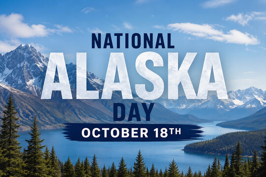 National Alaska Day Mountain Landscape Scenery October 18th Banner