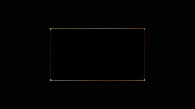 Elegant Golden Vintage Frame Animation on Black Background / Golden Vintage Border Overlay. 55