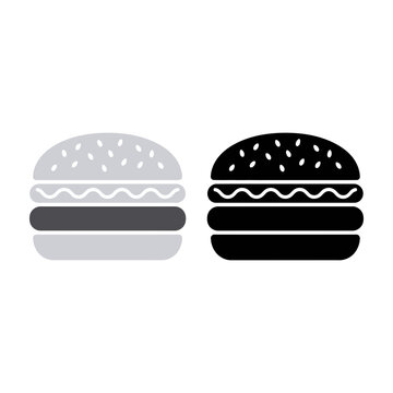 Minimalist Hamburger Icon Set in Black and Gray with Simple Flat Design on White Background