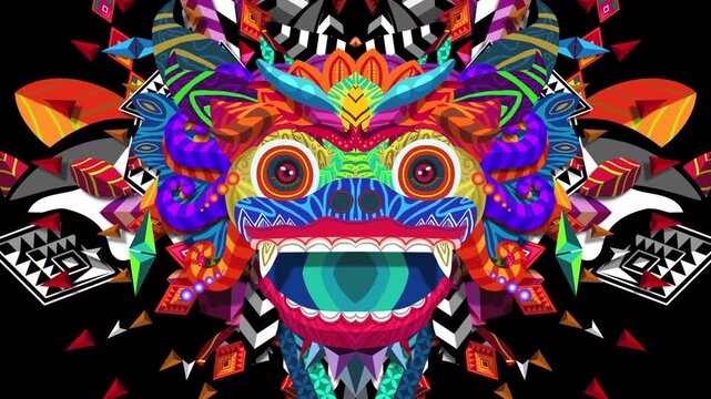 Balinese Barong Mask 1. Motion Graphic Visual Show Loop
