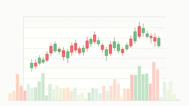 Financial Candlestick Chart Showing Market Volatility with Red and Green Bars and Volume Indicators