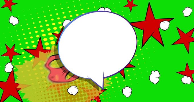 Cartoon background animation, comic book backdrop video. Retro comics pop art design.