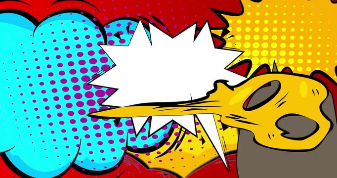 Cartoon background animation, comic book backdrop video. Retro comics pop art design.
