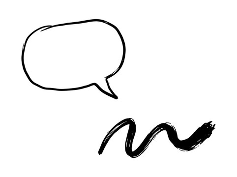 Hand drawn speech bubble with brush stroke on white background representing communication ideas