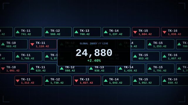 Midnight Blue Stock Ticker Wall Market Data Seamless Loop 4K Finance