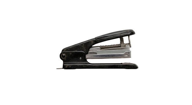 Classic black metal office stapler isolated